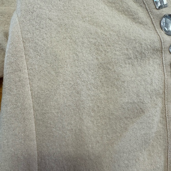 Marc Jacobs Cream Wool Short Sleeve Cropped Cardigan Jewel Detailing Size Medium - Picture 9 of 9
